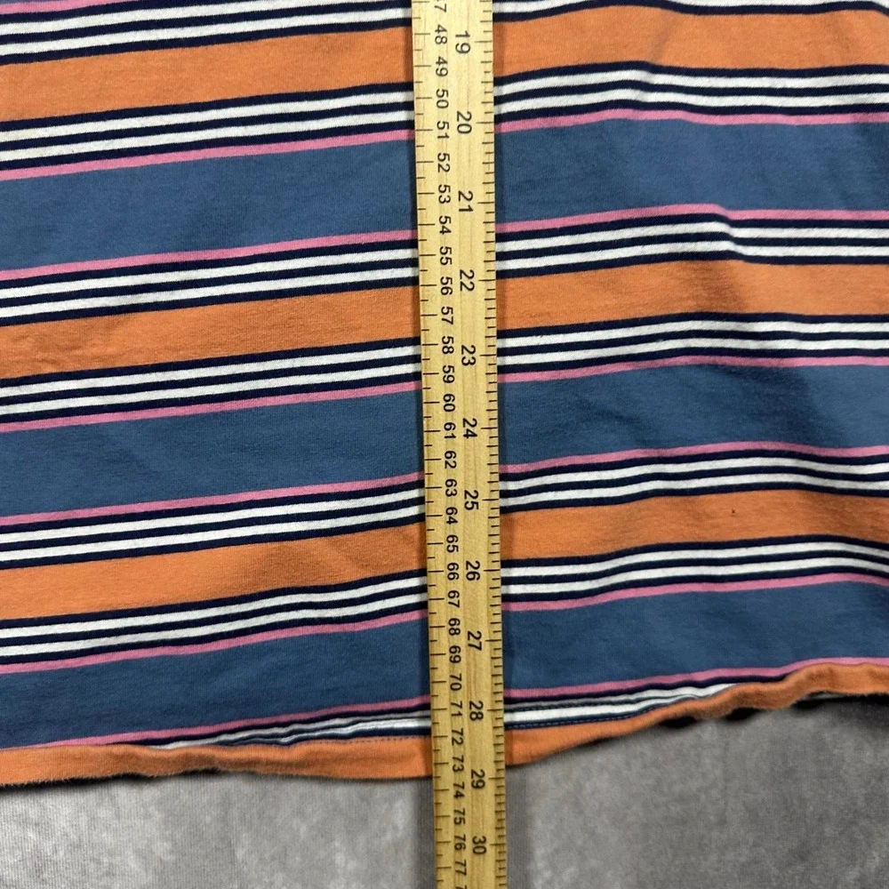 Levis Mens XL Oversized Striped T-Shirt Blue Orange Pink Crew Neck Retro Tee Y2K